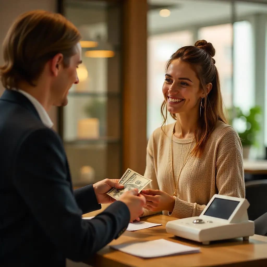 Customer happily releasing pledged gold